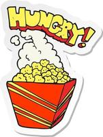 sticker of a cartoon fresh popcorn vector