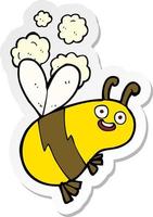 sticker of a funny cartoon bee vector