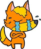 sad little fox cartoon character vector