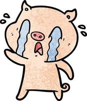 crying pig cartoon vector