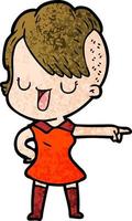 cute cartoon girl with hipster haircut vector