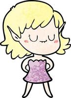 happy cartoon elf girl wearing dress vector