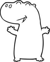 cartoon line drawing hippopotamus vector