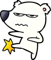 annoyed polar bear cartoon kicking out vector