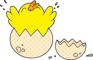 cartoon chick hatching from egg vector