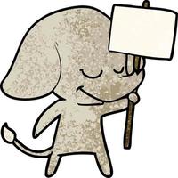 cartoon smiling elephant with placard vector