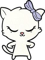 cute cartoon cat with bow vector