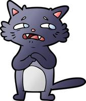 worried cartoon cat vector