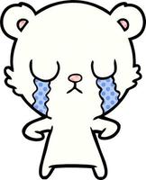 sad little polar bear cartoon vector