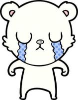 sad little polar bear cartoon vector