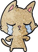 crying cartoon cat vector