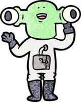 friendly cartoon alien waving vector