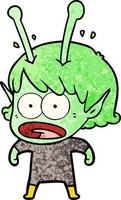 cartoon shocked alien girl vector