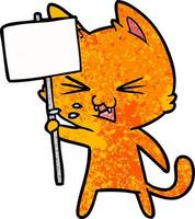 cartoon cat protesting vector