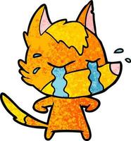 sad little fox cartoon character vector