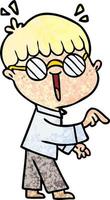 cartoon boy wearing spectacles vector