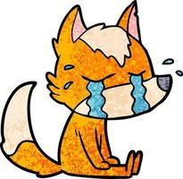 sad little fox cartoon character vector