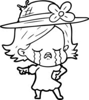 cartoon girl crying and pointing vector