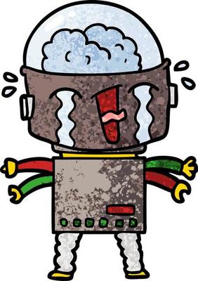 cartoon crying robot