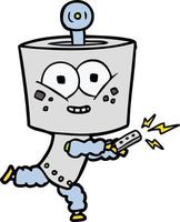 happy cartoon robot with remote control vector