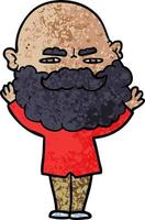 cartoon man with beard frowning vector