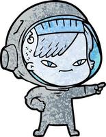 cartoon astronaut woman vector