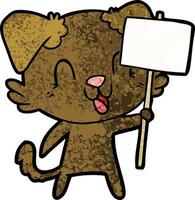 laughing cartoon dog with sign vector