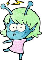 cartoon alien girl vector