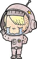 niña astronauta llorando de dibujos animados vector