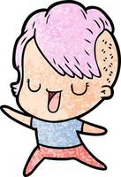 cute cartoon girl with hipster haircut vector