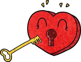 cartoon heart with key vector