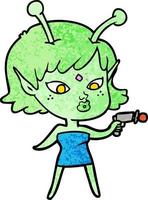 pretty cartoon alien girl vector