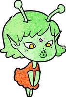 pretty cartoon alien girl vector