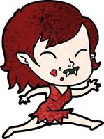 cartoon vampire girl with blood on cheek vector