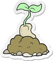 sticker of a cartoon sprouting seed vector