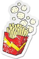 retro distressed sticker of a cartoon french fries vector