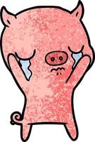 cartoon pig crying vector