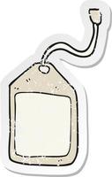 retro distressed sticker of a cartoon luggage tag vector