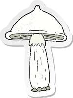 retro distressed sticker of a cartoon mushroom vector