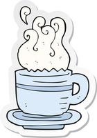 sticker of a cartoon cup and saucer vector