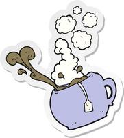 sticker of a cartoon cup of tea vector