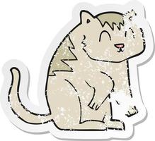 retro distressed sticker of a cartoon cat vector