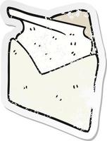 retro distressed sticker of a cartoon letter vector