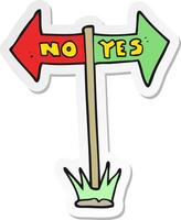 sticker of a cartoon yes and no sign vector