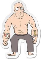 sticker of a cartoon tough man vector