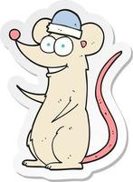sticker of a cartoon happy mouse vector
