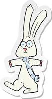 retro distressed sticker of a cartoon rabbit vector