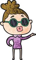 cartoon woman wearing sunglasses vector