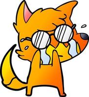 crying fox cartoon vector