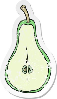 retro distressed sticker of a cartoon half pear
